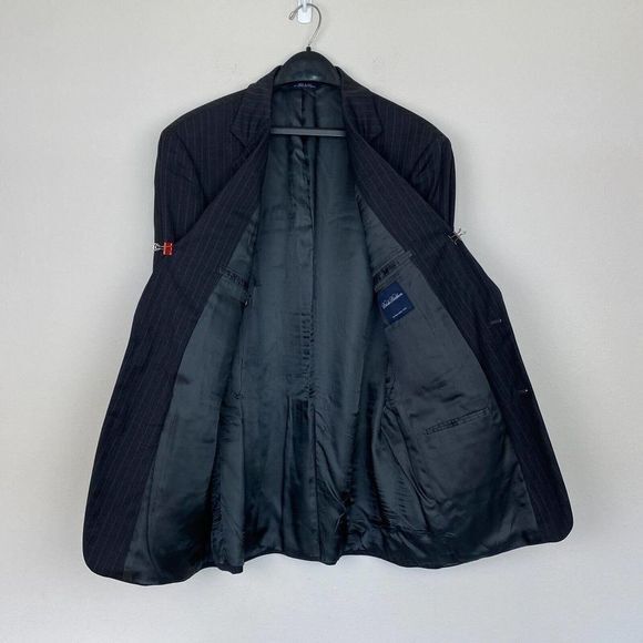 Brooks Brothers‎ 42R Super 110 Wool Navy Striped Sport Coat Blazer Jacket - Picture 10 of 11